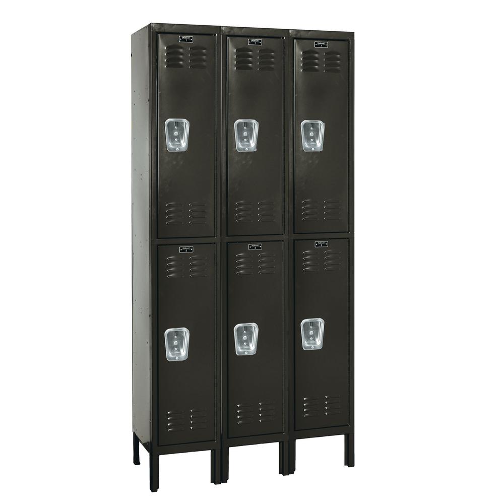 Hallowell Premium Locker, 708 Black, Double Tier, 3-Wide, Knock-Down