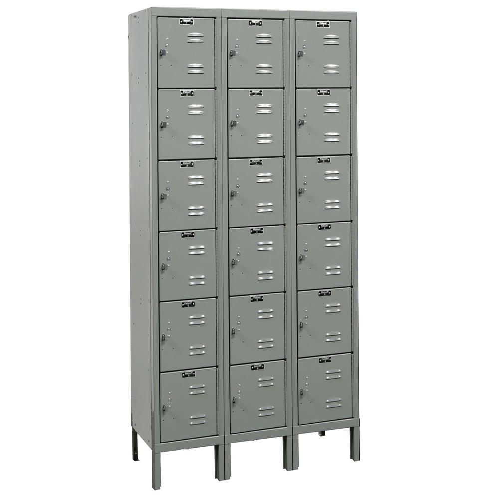 Hallowell Premium Locker, 725 Dark Gray, 6-Tier, 3-Wide, Knock-Down