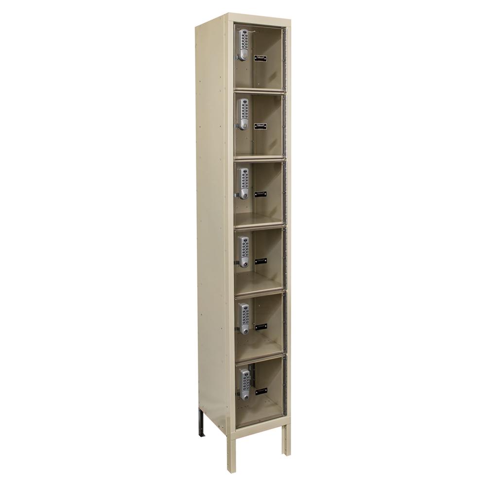Hallowell DigiTech Safety-View Plus Locker, 729 Tan, 6-Tier, 1-Wide, Knock-Down