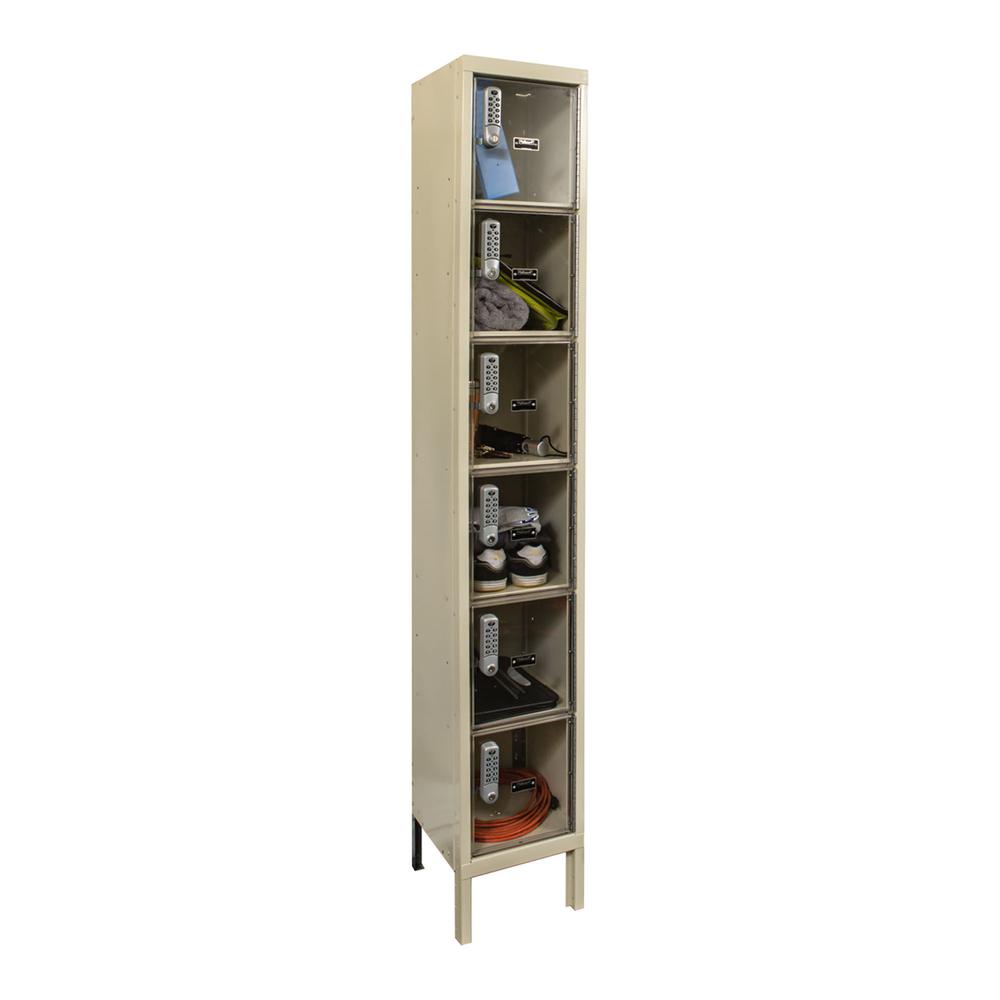 Hallowell DigiTech Safety-View Plus Locker, 729 Tan, 6-Tier, 1-Wide, Knock-Down