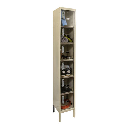 Hallowell DigiTech Safety-View Plus Locker, 729 Tan, 6-Tier, 1-Wide, Knock-Down