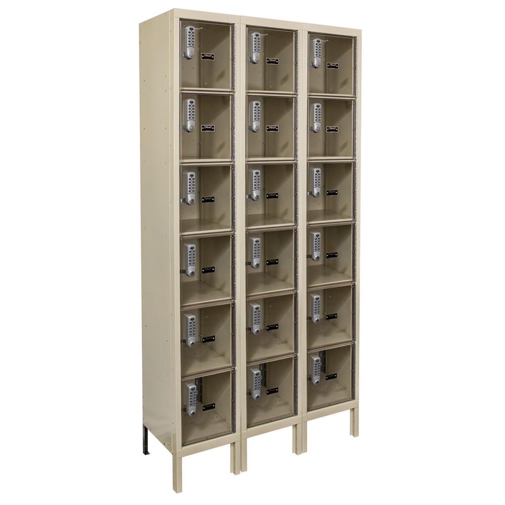 Hallowell DigiTech Safety-View Plus Locker, 729 Tan, 6-Tier, 3-Wide, Knock-Down