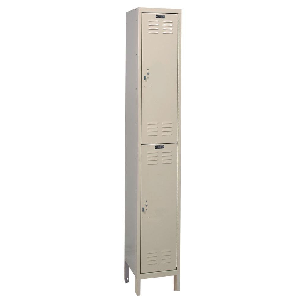 Hallowell Value Max Locker, 729 Tan, Double Tier, 1-Wide, Knock-Down