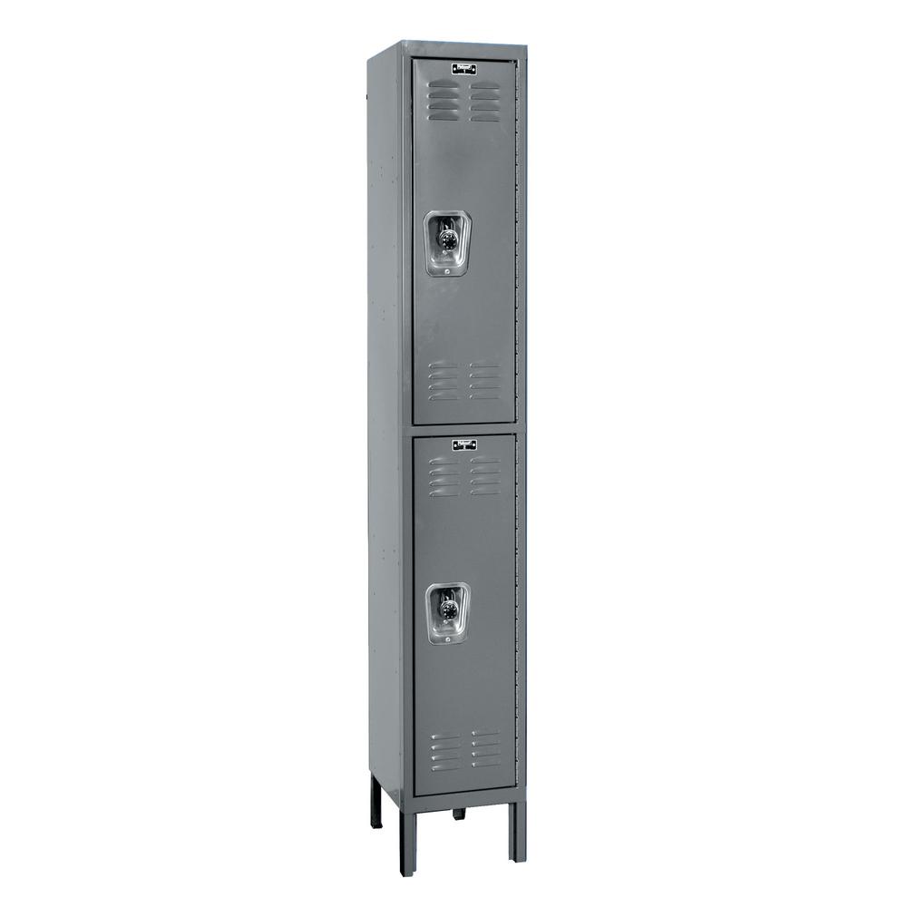 Hallowell ReadyBuilt Locker, 725 Dark Gray, Double Tier, 1-Wide, Assembled