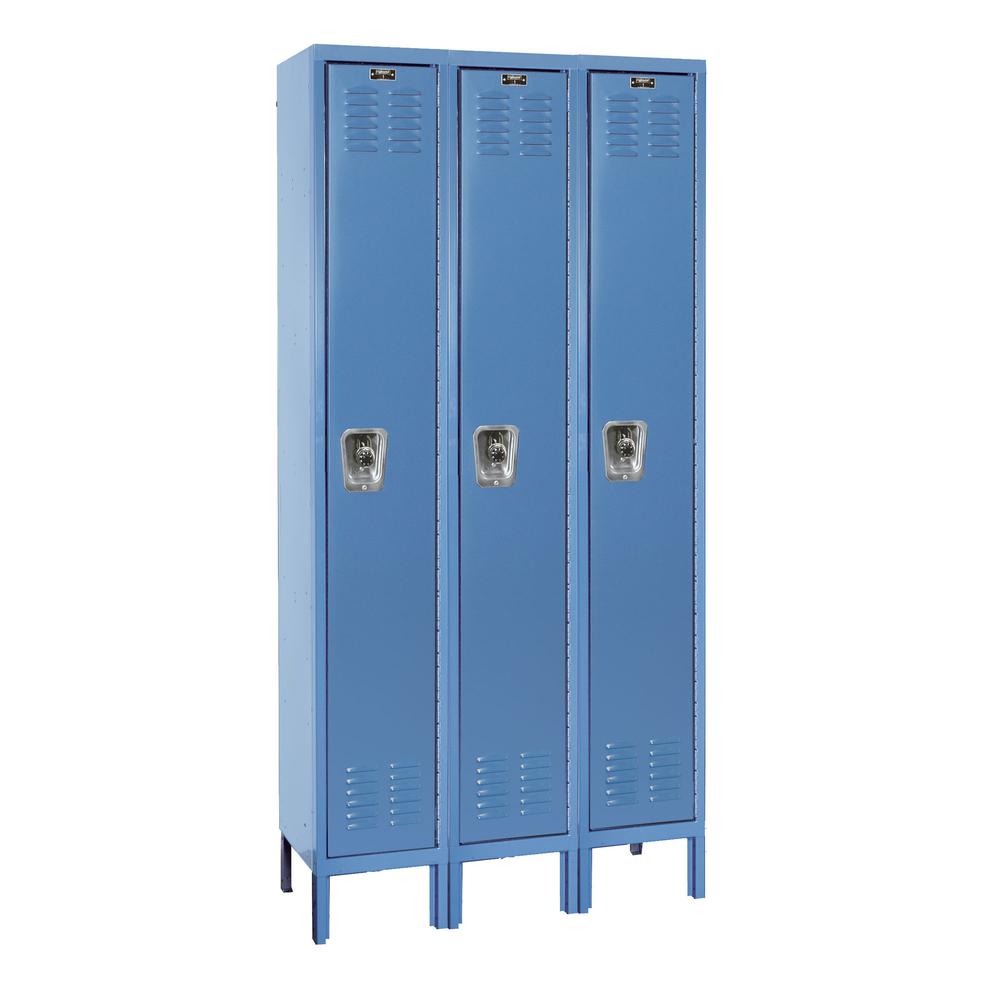 Hallowell ReadyBuilt Locker, 707 Marine Blue, Single Tier, 3-Wide, Assembled