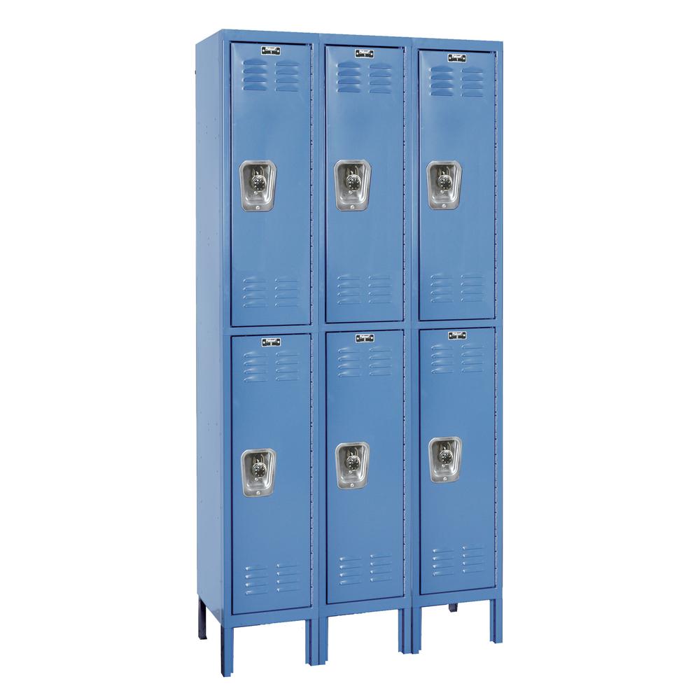 Hallowell ReadyBuilt Locker, 707 Marine Blue, Double Tier, 3-Wide, Assembled