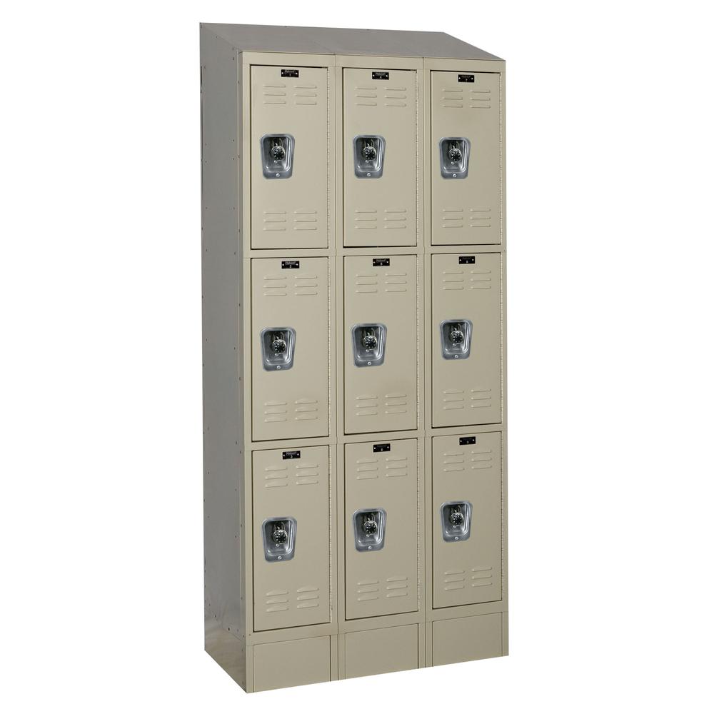 Hallowell ReadyBuilt II Locker, 729 Tan, Triple Tier, 3-Wide, Assembled