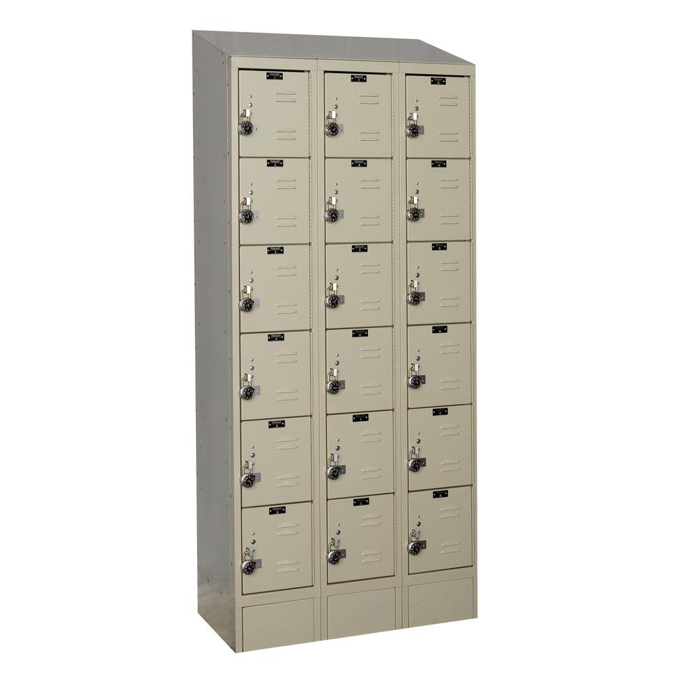 Hallowell ReadyBuilt II Locker, 729 Tan, 6-Tier, 3-Wide, Assembled