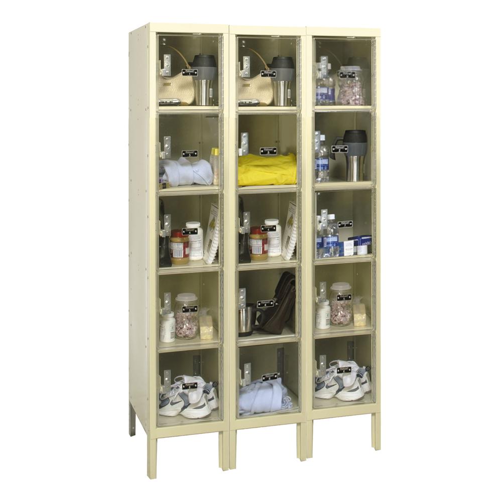 Hallowell Safety-View Plus Locker, 729 Tan, 5-Tier, 3-Wide, Knock-Down