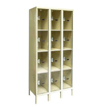Hallowell Safety-View Plus Locker, 729 Tan, Four Tier, 3-Wide, Knock-Down