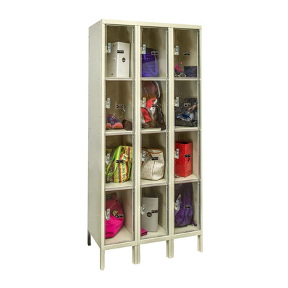 Hallowell Safety-View Plus Locker, 729 Tan, Four Tier, 3-Wide, Knock-Down