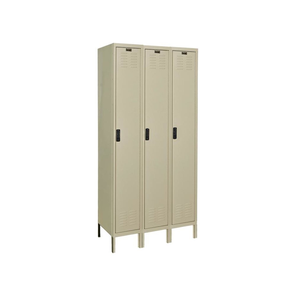 Hallowell DigiTech Electronic Locker, 729 Tan, Single Tier, 3-Wide, Assembled