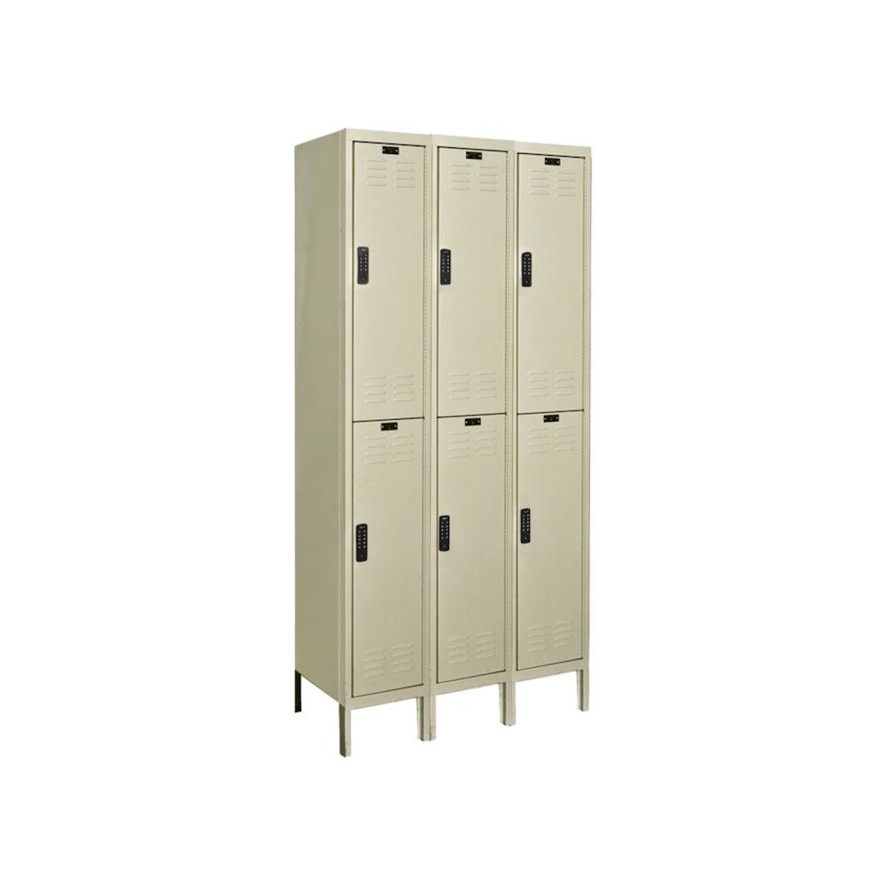Hallowell DigiTech Electronic Locker, 729 Tan, Double Tier, 3-Wide, Assembled