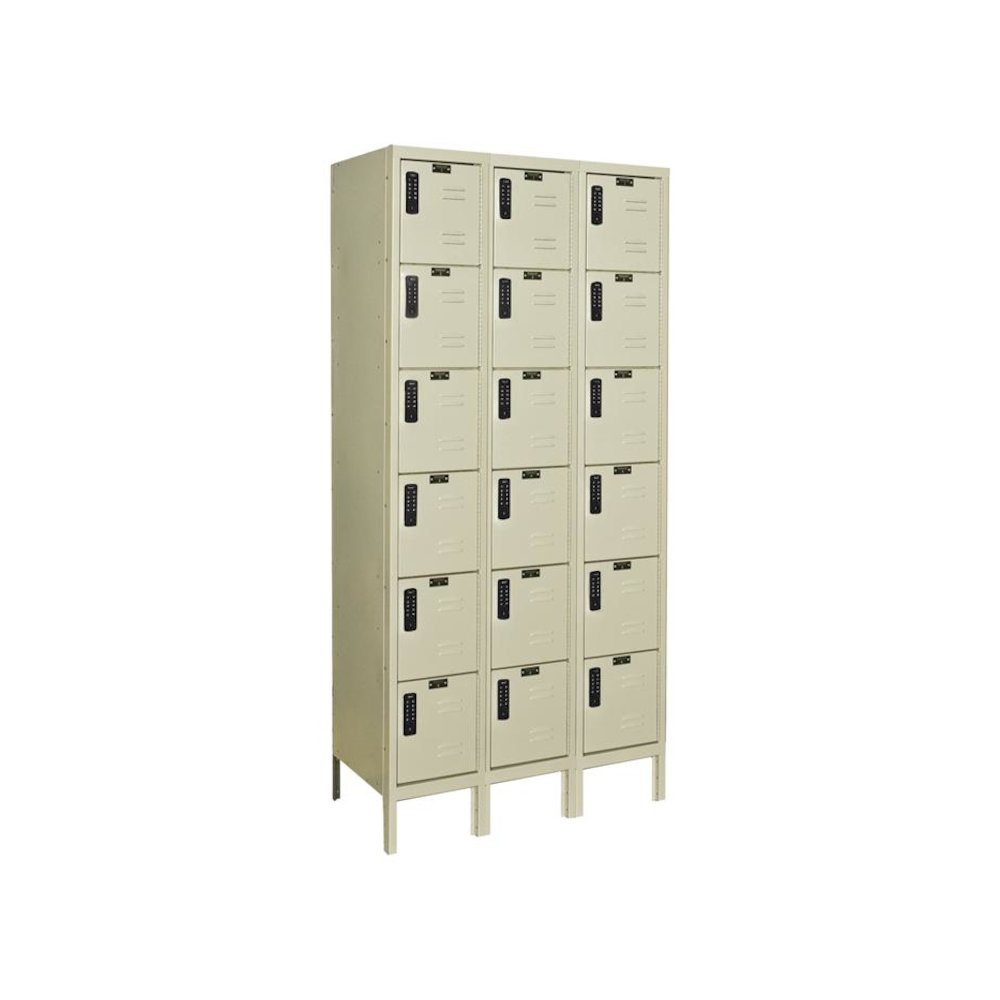 Hallowell DigiTech Electronic Locker, 729 Tan, 6-Tier, 3-Wide, Assembled