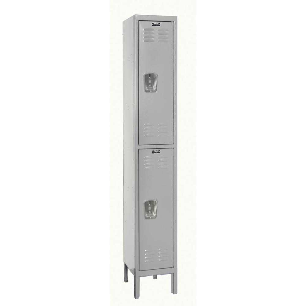 Hallowell Premium Locker, 711 Light Gray, Double Tier, 1-Wide, Assembled