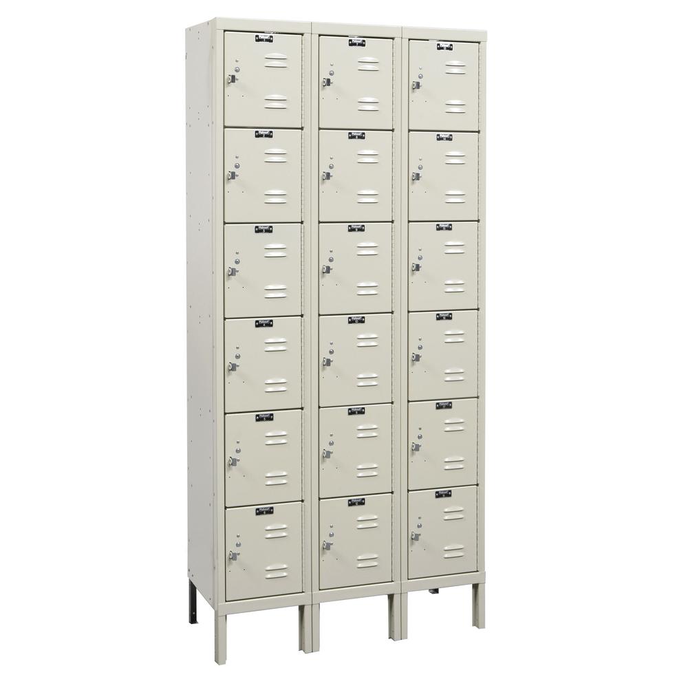Hallowell Galvanite Locker, 729 Tan, 6-Tier, 3-Wide, Assembled