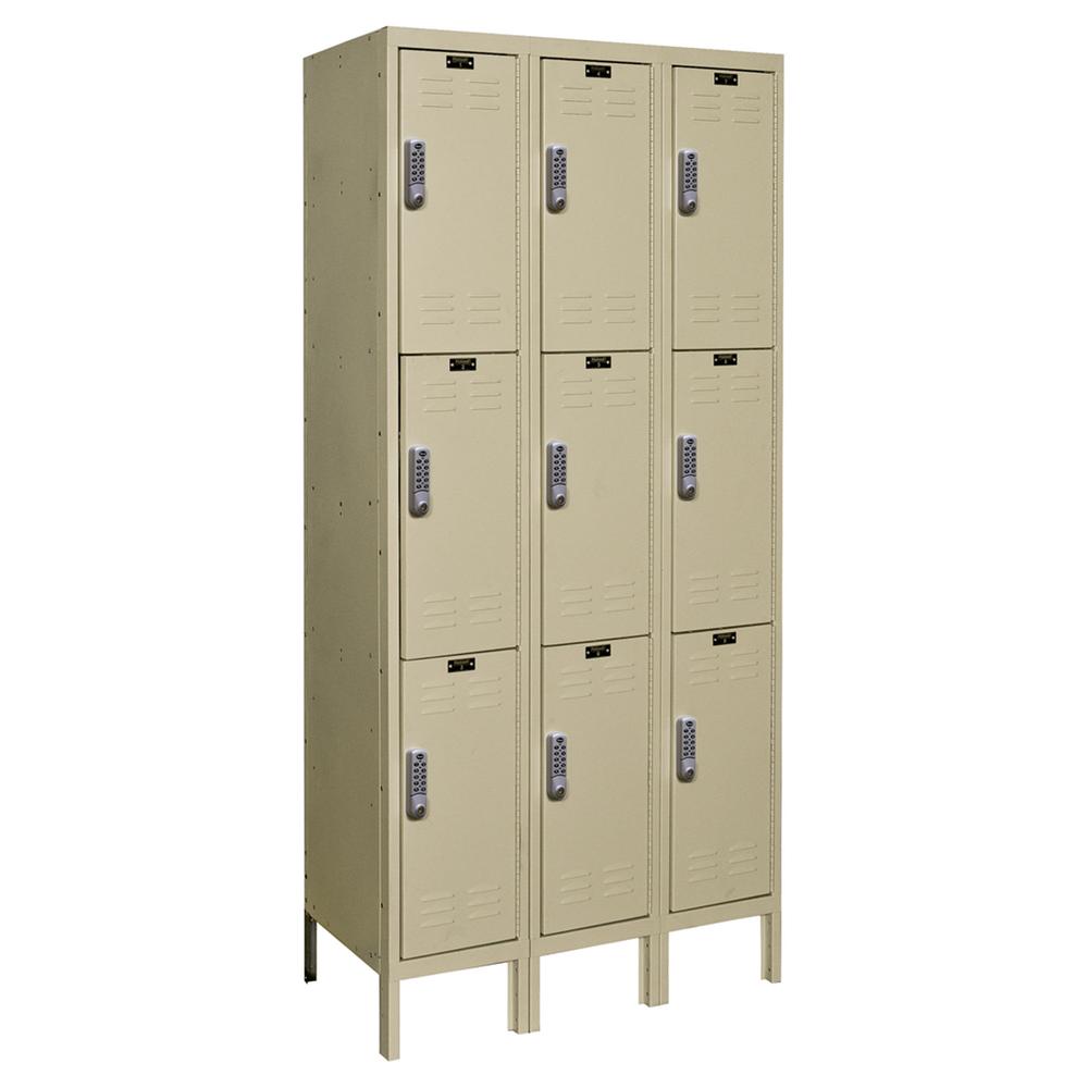 Hallowell DigiTech Electronic Locker, 729 Tan, Triple Tier, 3-Wide, Assembled