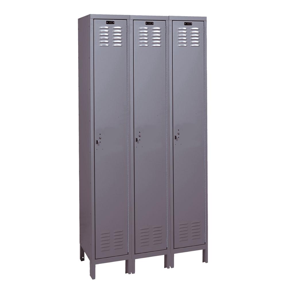 Hallowell Value Max Locker, 725 Dark Gray, Single Tier, 3-Wide, Assembled
