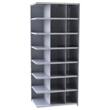 Hallowell Hi-Tech Metal Bin Shelving 36"W x 24"D x 87"H 725 Dark Gray  Starter Unit (21) 12"W x 12"H Bins