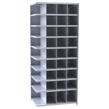 Hallowell Hi-Tech Metal Bin Shelving 36"W x 24"D x 87"H 725 Dark Gray  Starter Unit (32) 9"W x 9"H, (4) 9"W x 12"H Bins
