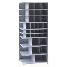 Hallowell Hi-Tech Metal Bin Shelving 36"W x 24"D x 87"H 725 Dark Gray  Starter Unit (12) 9"W x 9"H, (6) 6"W x 9"H, (12) 6"W x 6"H, (6) 12"W x 12"H, (2) 18"W x 12"H Bins