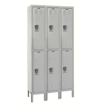 Hallowell Premium Locker, 711 Light Gray, Double Tier, 3-Wide, Knock-Down