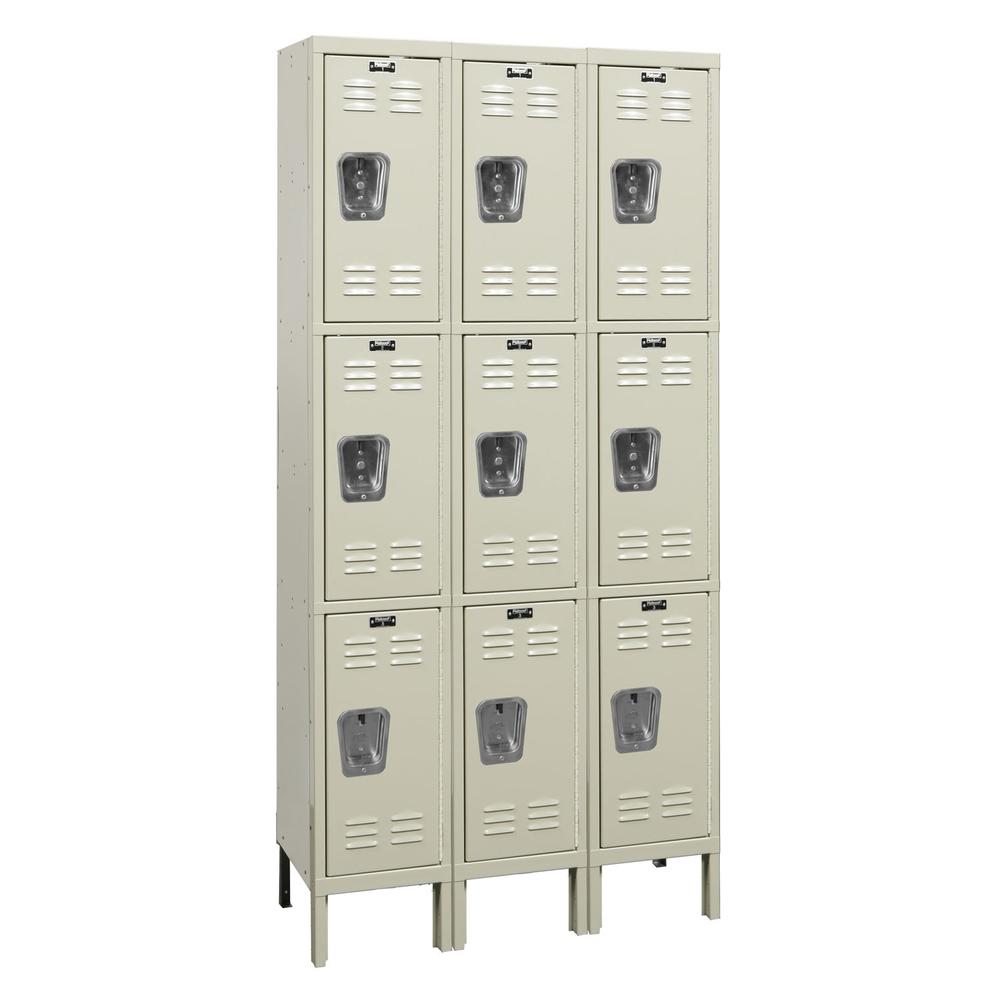 Hallowell Premium Locker, 729 Tan, Triple Tier, 3-Wide, Assembled