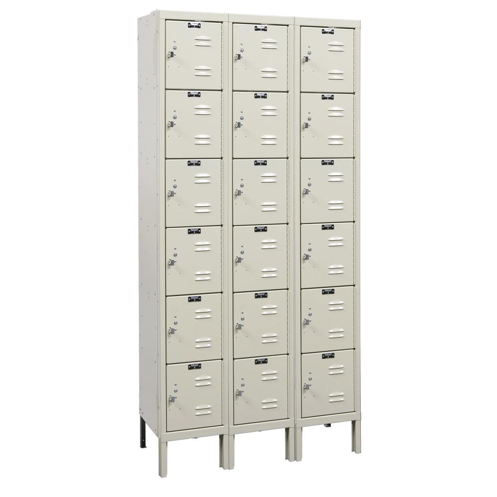 Hallowell Premium Locker, 729 Tan, 6-Tier, 3-Wide, Assembled