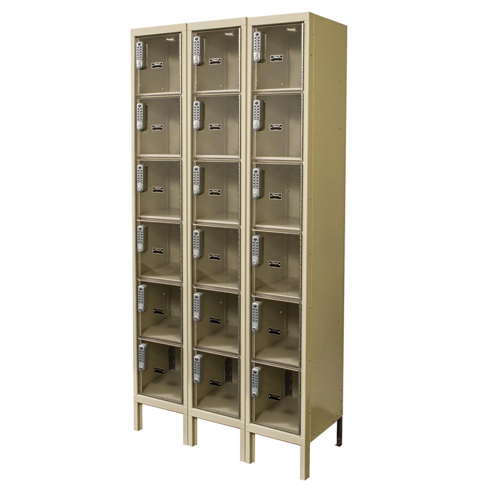 Hallowell DigiTech Safety-View Plus Locker, 729 Tan, 6-Tier, 3-Wide, Assembled