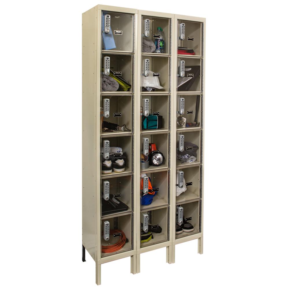 Hallowell DigiTech Safety-View Plus Locker, 729 Tan, 6-Tier, 3-Wide, Assembled