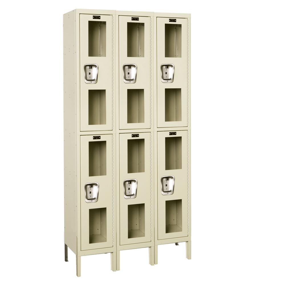 Hallowell Safety-View Locker, 729 Tan, Double Tier, 3-Wide, Assembled