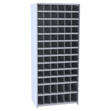 Hallowell Hi-Tech Metal Bin Shelving 36"W x 12"D x 87"H 725 Dark Gray  Starter Unit (66) 6"W x 6"H, (12) 6"W x 9"H Bins