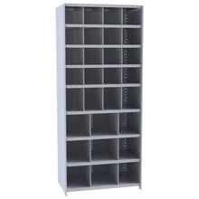 Hallowell Hi-Tech Metal Bin Shelving 36"W x 12"D x 87"H 725 Dark Gray  Starter Unit (16) 9"W x 9"H, (4) 9"W x 12"H, (9) 12"W x 12"H Bins