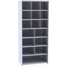 Hallowell Hi-Tech Metal Bin Shelving 36"W x 12"D x 87"H 725 Dark Gray  Starter Unit (9) 12"W x 12"H, (6) 18"W x 12"H, (1) 36"W x 12"H Bins
