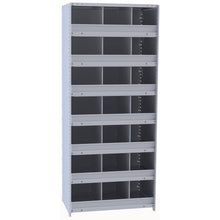 Hallowell Hi-Tech Metal Bin Shelving 36"W x 12"D x 87"H 725 Dark Gray  Starter Unit (21) 12"W x 12"H Bins With 3" Bin Fronts