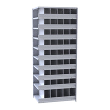 Hallowell Hi-Tech Metal Bin Shelving 36"W x 24"D x 87"H 725 Dark Gray  Add-on Unit (48) 6"W x 9"H, (6) 6"W x 12"H Bins With 3" Bin Fronts