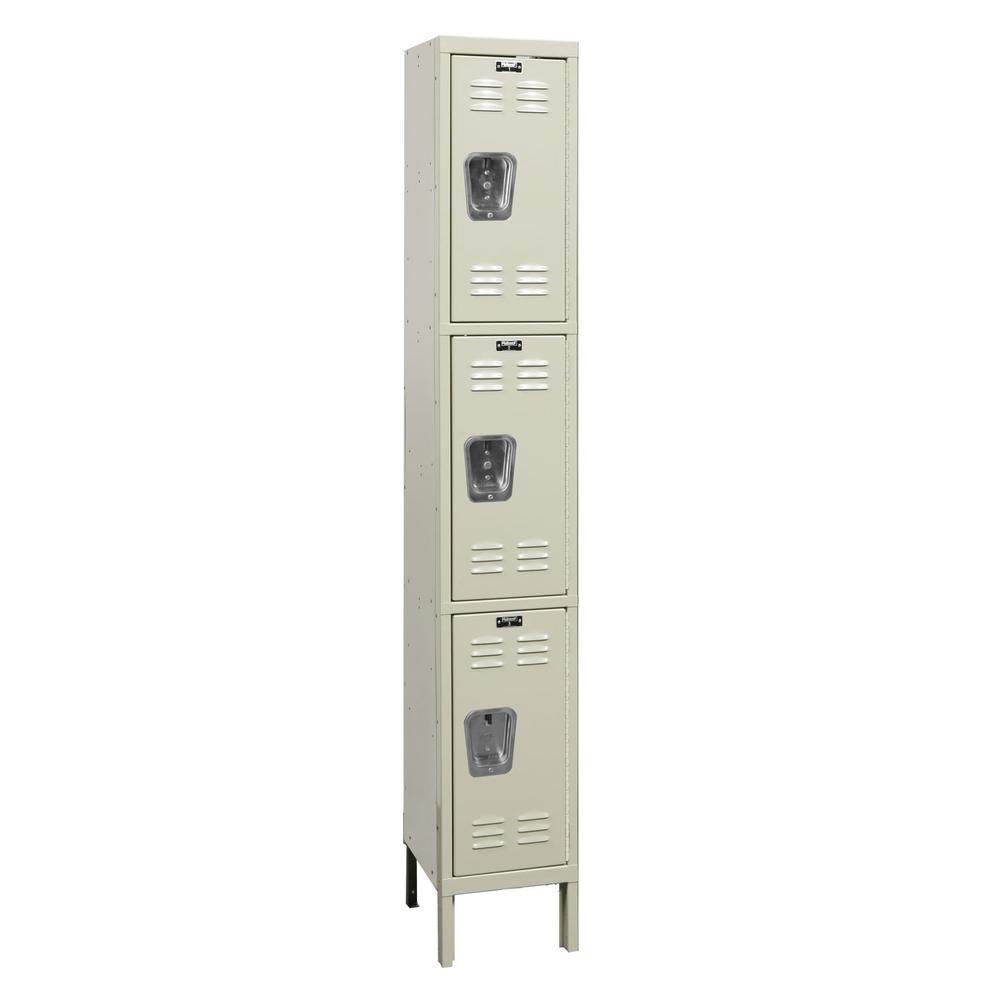 Hallowell Premium Locker, 729 Tan, Triple Tier, 1-Wide, Assembled