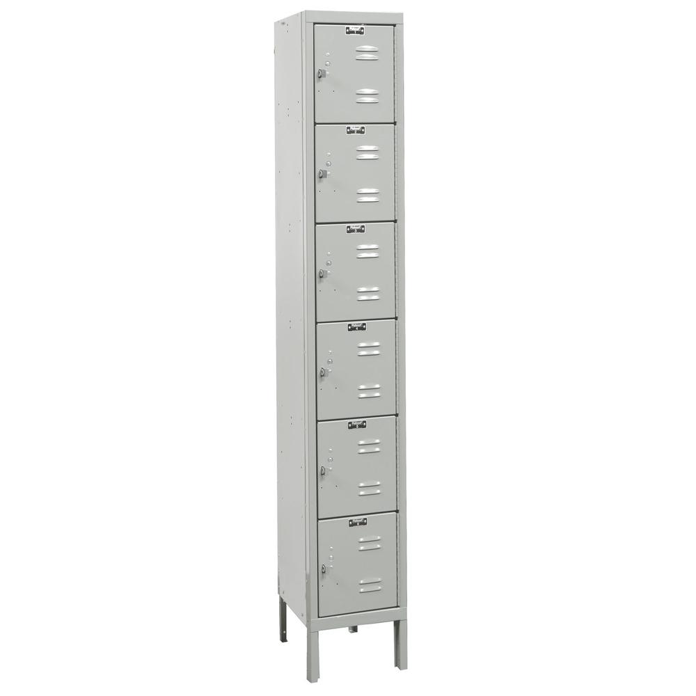 Hallowell Premium Locker, 711 Light Gray, Six Tier, 1-Wide, Assembled