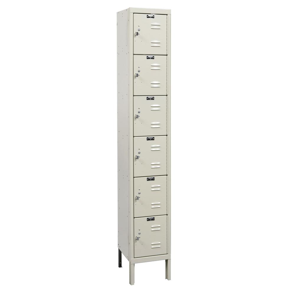 Hallowell Galvanite Locker, 729 Tan, 6-Tier, 1-Wide, Assembled