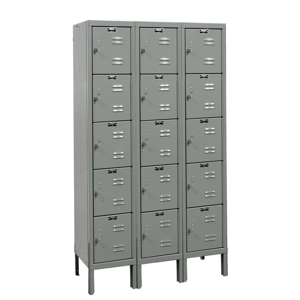 Hallowell Premium Locker, 725 Dark Gray, 5-Tier, 3-Wide, Assembled