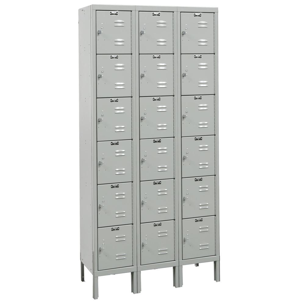 Hallowell Premium Locker, 711 Light Gray, Six Tier, 3-Wide, Assembled