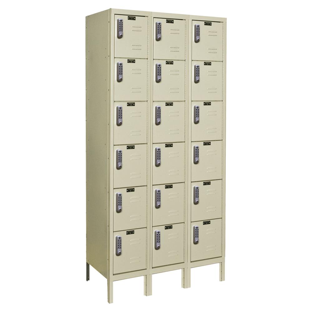 Hallowell DigiTech Electronic Locker, 729 Tan, 6-Tier, 3-Wide, Assembled
