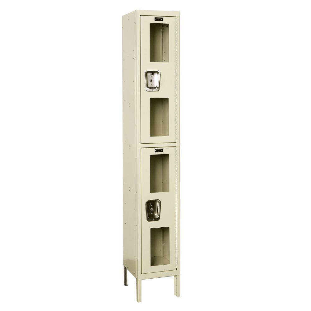 Hallowell Safety-View Locker, 729 Tan, Double Tier, 1-Wide, Assembled