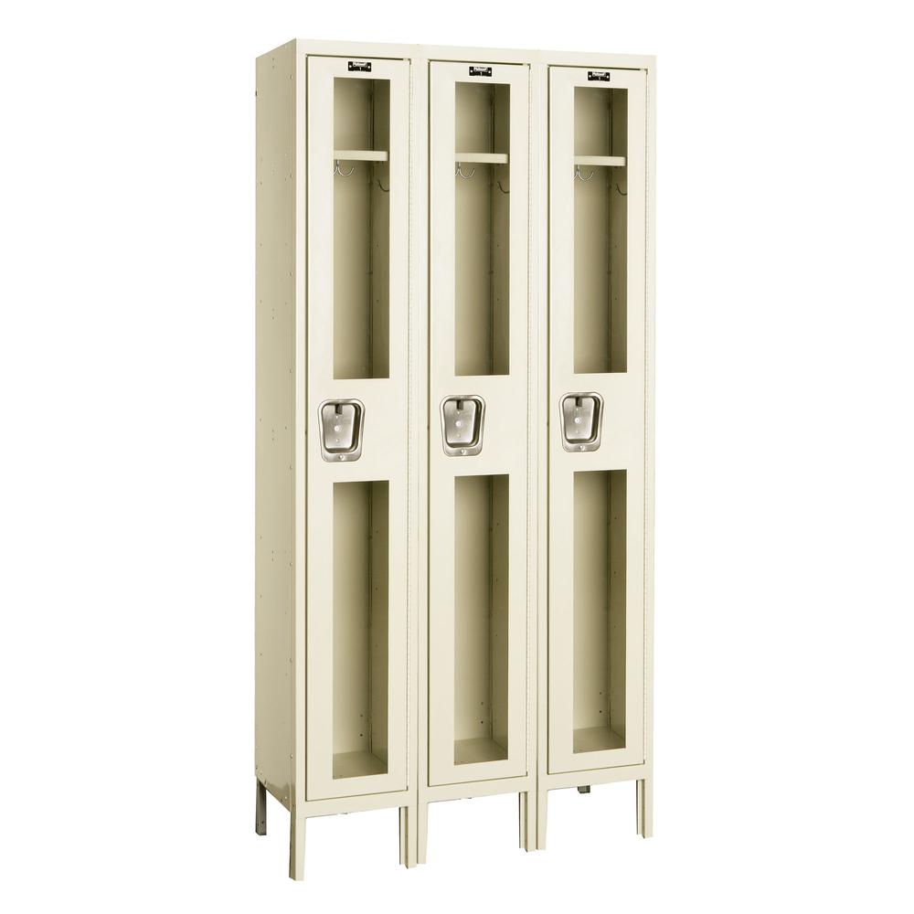 Hallowell Safety-View Locker, 729 Tan, Single Tier, 3-Wide, Assembled