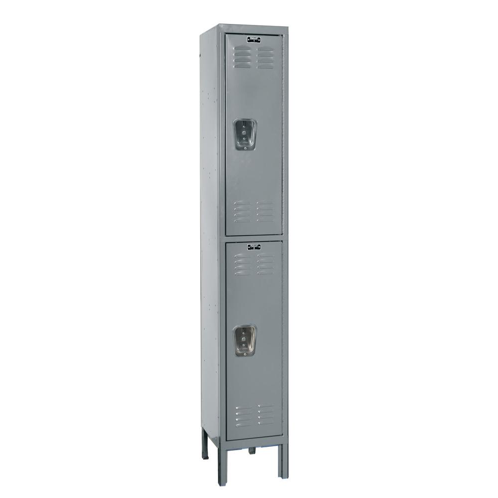 Hallowell Premium Locker, 725 Dark Gray, Double Tier, 1-Wide, Knock-Down