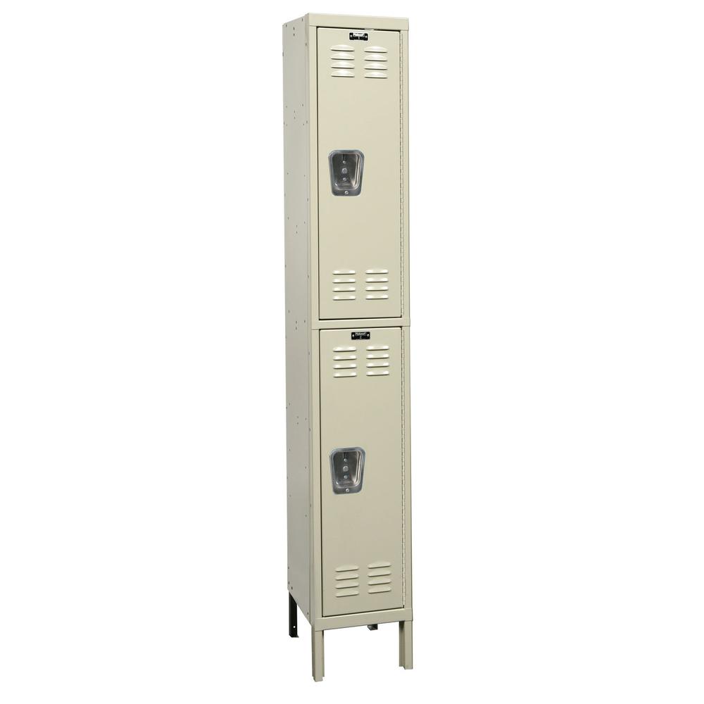 Hallowell Premium Locker, 729 Tan, Double Tier, 1-Wide, Knock-Down