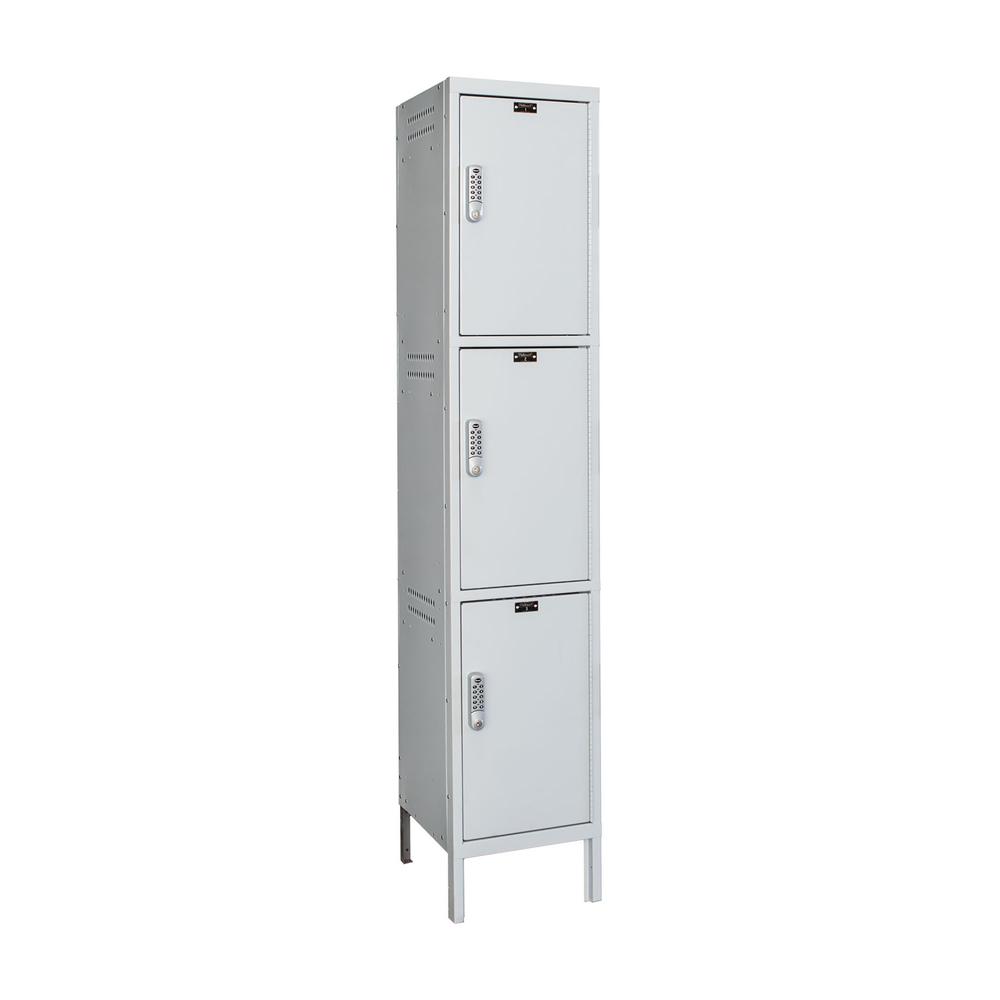 Hallowell Laptop/Backpack Locker, 711 Light Gray, 3-Tier, 1-Wide, Assembled