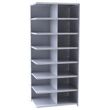 Hallowell Hi-Tech Metal Bin Shelving 36"W x 12"D x 87"H 725 Dark Gray  Starter Unit (14) 18"W x 12"H Bins