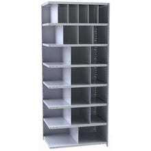 Hallowell Hi-Tech Metal Bin Shelving 36"W x 12"D x 87"H 725 Dark Gray  Starter Unit (6) 6"W x 12"H, (4) 9"W x 12"H, (12) 12"W x 12"H, (2) 18"W x 12"H Bins