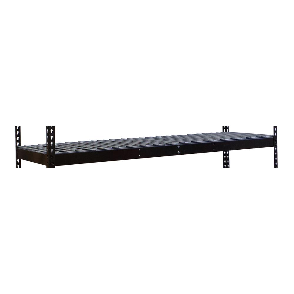 Rivetwell, Double Rivet Boltless Shelving with Center Support 48"W x 18"D 708 Midnight Ebony 1 Level  Includes Wire Deck Decking